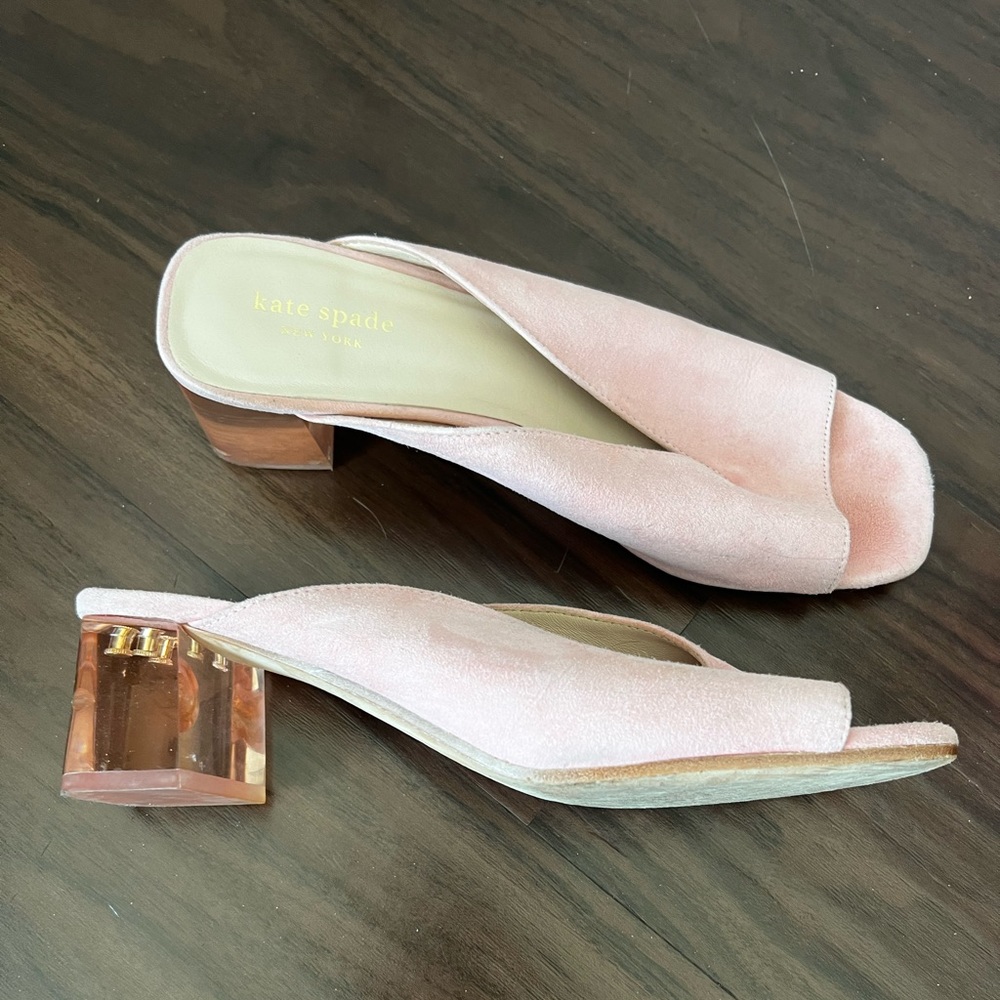 Kate Spade Pink Suede Open Toe Heeled sandal